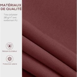 Outsunny Store Banne Manuel Rétractable Aluminium Polyester Imperméabilisé 3,5L X 2,5l M Bordeaux - Rouge -Tente de réception Soldes 52476534 5