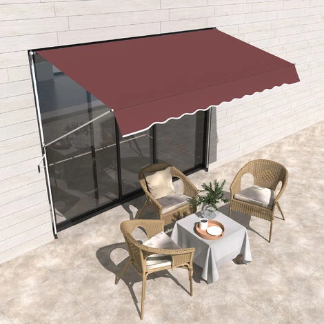 Outsunny Store Banne Manuel Rétractable 3L X 1,5l M Inclinaison Et Hauteur Réglable Installation Rapide Métal Alu Polyester Anti-UV Bordeaux - Rouge 6 Outsunny Store Banne Manuel Rétractable 3L X 1,5l M Inclinaison Et Hauteur Réglable Installation Rapide Métal Alu Polyester Anti-UV Bordeaux - Rouge - Image 4