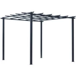 Outsunny Pergola Autoportante Style Contemporain - Toit Terrasse à Décorer - Dim. 3L X 3l X 2,3H M - Métal époxy Anticorrosion Noir - Noir