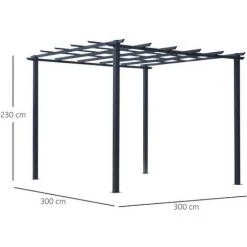 Outsunny Pergola Autoportante Style Contemporain - Toit Terrasse à Décorer - Dim. 3L X 3l X 2,3H M - Métal époxy Anticorrosion Noir - Noir -Tente de réception Soldes 52476557 3