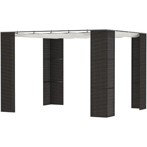 Outsunny Pergola Rétractable Style Colonial Dim. 2,98L X 2,98l X 2H M Métal époxy Anticorrosion Résine Tressée Noire Toile Polyester Haute Densité 180 G/m² Crème - Noir 3 Outsunny Pergola Rétractable Style Colonial Dim. 2,98L X 2,98l X 2H M Métal époxy Anticorrosion Résine Tressée Noire Toile Polyester Haute Densité 180 G/m² Crème - Noir