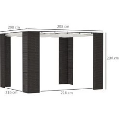 Outsunny Pergola Rétractable Style Colonial Dim. 2,98L X 2,98l X 2H M Métal époxy Anticorrosion Résine Tressée Noire Toile Polyester Haute Densité 180 G/m² Crème - Noir 9 Outsunny Pergola Rétractable Style Colonial Dim. 2,98L X 2,98l X 2H M Métal époxy Anticorrosion Résine Tressée Noire Toile Polyester Haute Densité 180 G/m² Crème - Noir -Tente de réception Soldes 52476673 3