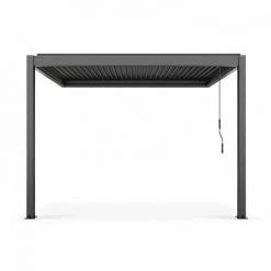 OVIALA Tonnelle Bioclimatique Adossée Aluminium 3 X 3 X 2.5 M - Gris -Tente de réception Soldes 52531802 2