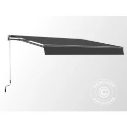 DANCOVER Store Banne Avec Manivelle, 2,95x2,5m, Gris/Cadre Gris - Gris
