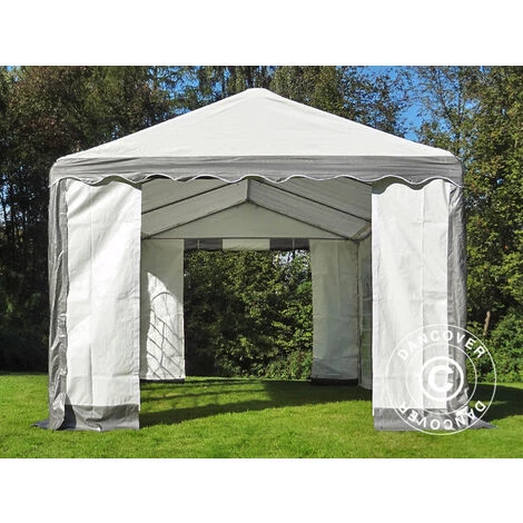DANCOVER Tente De Réception PLUS 4x6m PE, Gris/Blanc - Blanc / Gris 3 DANCOVER Tente De Réception PLUS 4x6m PE, Gris/Blanc - Blanc / Gris