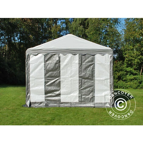 DANCOVER Tente De Réception PLUS 4x6m PE, Gris/Blanc - Blanc / Gris 5 DANCOVER Tente De Réception PLUS 4x6m PE, Gris/Blanc - Blanc / Gris - Image 3