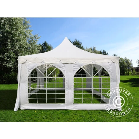 DANCOVER Tente De Réception Pagoda 4x4m, Blanc - Blanc 5 DANCOVER Tente De Réception Pagoda 4x4m, Blanc - Blanc - Image 3