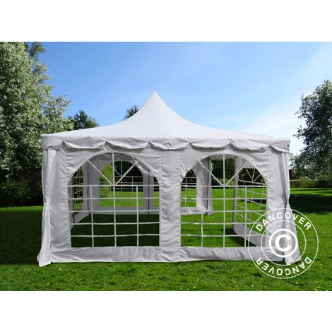 DANCOVER Tente De Réception Pagoda 4x4m, Blanc - Blanc 6 DANCOVER Tente De Réception Pagoda 4x4m, Blanc - Blanc - Image 4