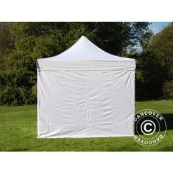 DANCOVER Tente Pliante Chapiteau Pliable Tonnelle Pliante Barnum Pliant FleXtents Basic V.2, 4x4m Blanc, Avec 4 Cotés - Blanc