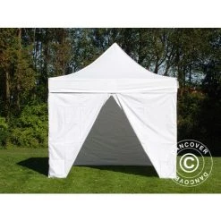 DANCOVER Tente Pliante Chapiteau Pliable Tonnelle Pliante Barnum Pliant FleXtents Basic V.2, 4x4m Blanc, Avec 4 Cotés - Blanc -Tente de réception Soldes 52664876 4
