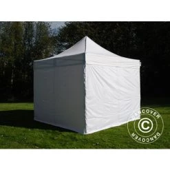 DANCOVER Tente Pliante Chapiteau Pliable Tonnelle Pliante Barnum Pliant FleXtents Basic V.2, 4x4m Blanc, Avec 4 Cotés - Blanc -Tente de réception Soldes 52664876 5