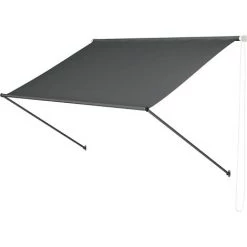 AICOK Store Banne Manuel 300 X 120 Cm, Auvent Retractable Exterieur Résistant Aux UV Et Aux Intempéries, Hauteur Et Inclinaison Réglable, Protection Solaire Et Pluie, Pour Jardin Rerrasse, Gris