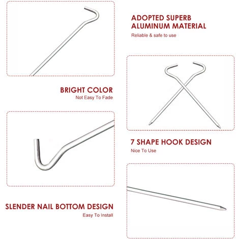 LIFCAUSAL Lot De 10 Clous D'extérieur Avec Crochet Pour Piquets De Tente De Camping En Alliage D'aluminium 180 Mm 5 LIFCAUSAL Lot De 10 Clous D'extérieur Avec Crochet Pour Piquets De Tente De Camping En Alliage D'aluminium 180 Mm - Image 3