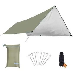 Kartokner Tarp Bâche De Tente Camping Imperméable Tapis De Sol Parasol Couverture Abri Protection UV Anti-Pluie Pour Hamac Camping En Plein Air