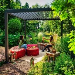 Chalet & Jardin Pergola Bioclimatique Autoportée Ombréa® 3,6 X 3,6 M - Anthracite -Tente de réception Soldes 52879382 3
