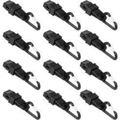 MODOU 12 Set De Pince à Bâche Avec Mousqueton D Noir Pour Fixer Bache Tente Toile Prélart à Piscine Montagne Clip Attache Convient Au Camping Pique-Nique Accassoires De Tente Extérieur