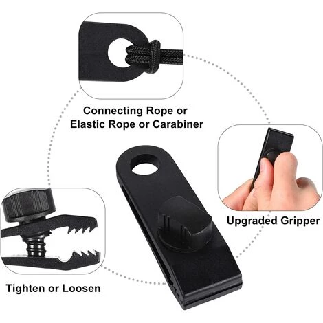 TINOR Clip De Bâche Tente, 20 Pièces Pince Bâche, Clips De Tente, Clips De Bâche Résistants, Tarp Clip Auvents, Clips De Tente De Bouche De Crocodile Pour Tentes, BâChes, Auvents, Caravanes (20pcs) 5 TINOR Clip De Bâche Tente, 20 Pièces Pince Bâche, Clips De Tente, Clips De Bâche Résistants, Tarp Clip Auvents, Clips De Tente De Bouche De Crocodile Pour Tentes, BâChes, Auvents, Caravanes (20pcs) - Image 3