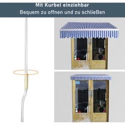 Hengda Store Banne Manuel Store Extérieur Auvent Balcon Articulé Protection Solaire Anti-UV Terrasse Jardin Bleu Blanc 250 X 200 Cm - Bleu -Tente de réception Soldes 53416575 5