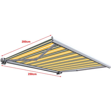 SUNNY INCH ® Store Banne Extérieur Coffre Intégral Motorisé Et Manuel Pour Terrasse - Gris Jaune - Longueur 2.5 M Et Largeur 2 M - Gris Jaune 4 SUNNY INCH ® Store Banne Extérieur Coffre Intégral Motorisé Et Manuel Pour Terrasse - Gris Jaune - Longueur 2.5 M Et Largeur 2 M - Gris Jaune - Image 2