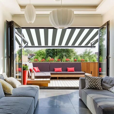 SUNNY INCH ® Store Banne Extérieur Coffre Intégral Motorisé Et Manuel Pour Terrasse - Blanc Gris - Longueur 3 M Et Largeur 2.5 M - Blanc Gris 3 SUNNY INCH ® Store Banne Extérieur Coffre Intégral Motorisé Et Manuel Pour Terrasse - Blanc Gris - Longueur 3 M Et Largeur 2.5 M - Blanc Gris