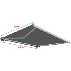 SUNNY INCH ® Store Banne Extérieur Coffre Intégral Motorisé Et Manuel Pour Terrasse - Gris - Longueur 2.5 M Et Largeur 2 M - Gris -Tente de réception Soldes 53433462 2