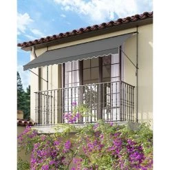 SONGMICS Store Banne Manuel, Store Extérieur Terrasse, Réglable En Hauteur, Avec Manivelle, Protection Solaire, Pour Balcon, Terrasse, Jardin, 300 X 130 Cm, Gris Anthracite GSA313G02 - Gris Anthracite -Tente de réception Soldes 53524110 2