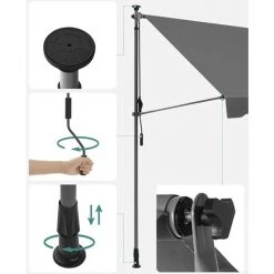 SONGMICS Store Banne Manuel, Store Extérieur Terrasse, Réglable En Hauteur, Avec Manivelle, Protection Solaire, Pour Balcon, Terrasse, Jardin, 300 X 130 Cm, Gris Anthracite GSA313G02 - Gris Anthracite -Tente de réception Soldes 53524110 4