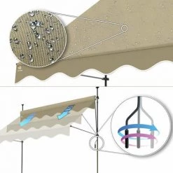 VOUNOT Auvent Retractable Manuel Sans Percage 250cm Beige 11 VOUNOT Auvent Retractable Manuel Sans Percage 250cm Beige -Tente de réception Soldes 53565123 5