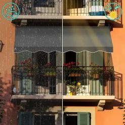 VOUNOT Auvent Retractable Manuel Sans Percage 300cm Gris 10 VOUNOT Auvent Retractable Manuel Sans Percage 300cm Gris -Tente de réception Soldes 53565136 4