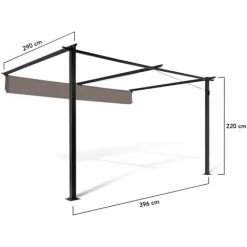 IDMARKET Pergola Adossée ALIA 3x4 M Toit Rétractable Taupe -Tente de réception Soldes 53578470 4