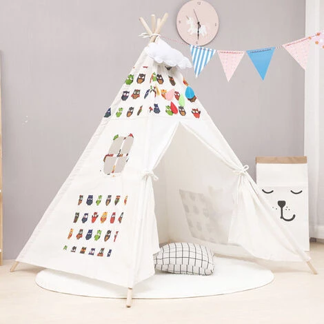 BLEOSAN Tipi Tente De Jeu Avec Guirlande Tente Intérieure Extérieure Blanc Toile Indian Teepee Portable 1.6m 3 BLEOSAN Tipi Tente De Jeu Avec Guirlande Tente Intérieure Extérieure Blanc Toile Indian Teepee Portable 1.6m