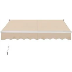 Yaheetech Auvent Fixer Au Mur Rétractable Réglable En Inclinaison 5°-35°, Store Banne Manuel Avec Manivelle, Résistant Aux UV Et à L'eau Pour Balcon, Terrasse, Fenêtre 250 X 200 Cm Beige