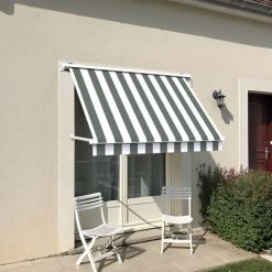 SUNNY INCH ® Store De Fenêtre à Projection Avec Coffre - 100 X 70 Cm - Blanc Gris - Blanc Gris -Tente de réception Soldes 53620907 2