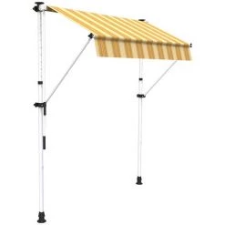 SUNNY INCH ® Store à Projection Autoportant Sans Perçage - 200 X 150 Cm - Terrasse Ou Balcon - Jaune Rayé - Jaune Rayé -Tente de réception Soldes 53620911 3
