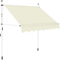 LITZEE Auvent Manuel Rétractable 150 Cm Crème #