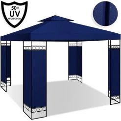 KESSER® - Pavillon 3 X 3 m Imperméable Protection UV 50+ Structure En Métal Tente De Réception Tente De Jardin De Luxe Pavillon De Jardin 9 m² Chapiteau, Bleu Marine