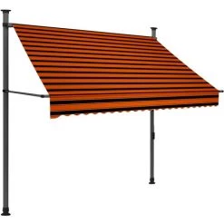 LITZEE Auvent Manuel Rétractable Avec LED 200 Cm Orange Et Marron # -Tente de réception Soldes 53658830 3