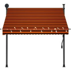 LITZEE Auvent Manuel Rétractable Avec LED 200 Cm Orange Et Marron # -Tente de réception Soldes 53658830 4