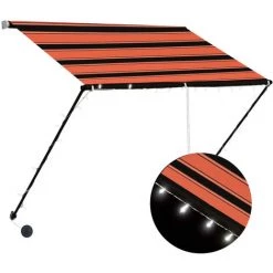 LITZEE Auvent Rétractable Avec LED 200x150 Cm Orange Et Marron # -Tente de réception Soldes 53659108 3