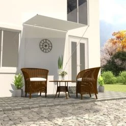 LITZEE Auvent Rétractable 150x150 Cm Crème #