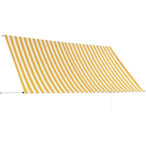 LITZEE Auvent Rétractable 300x150 Cm Jaune Et Blanc # 6 LITZEE Auvent Rétractable 300x150 Cm Jaune Et Blanc # - Image 4