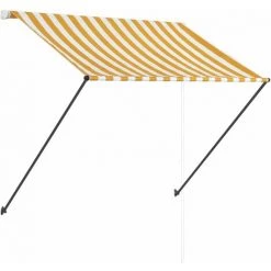 LITZEE Auvent Rétractable Avec LED 200x150 Cm Jaune Et Blanc # -Tente de réception Soldes 53659590 4