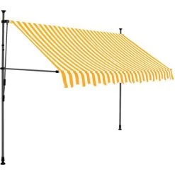 LANGRAY Auvent Manuel Rétractable Avec LED 250 Cm Blanc Et Orange Maison & Jardin -Tente de réception Soldes 53828736 5