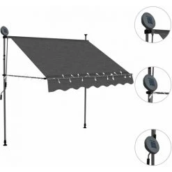 LANGRAY Auvent Manuel Rétractable Avec LED 150 Cm Anthracite Maison & Jardin 9 LANGRAY Auvent Manuel Rétractable Avec LED 150 Cm Anthracite Maison & Jardin -Tente de réception Soldes 53828742 3