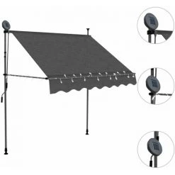 LANGRAY Auvent Manuel Rétractable Avec LED 200 Cm Anthracite Maison & Jardin 9 LANGRAY Auvent Manuel Rétractable Avec LED 200 Cm Anthracite Maison & Jardin -Tente de réception Soldes 53828749 3