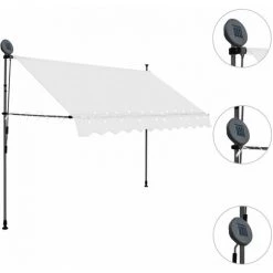 LANGRAY Auvent Manuel Rétractable Avec LED 300 Cm Crème Maison & Jardin -Tente de réception Soldes 53828751 3