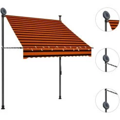 LANGRAY Auvent Manuel Rétractable Avec LED 150 Cm Orange Et Marron Maison & Jardin -Tente de réception Soldes 53828756 3