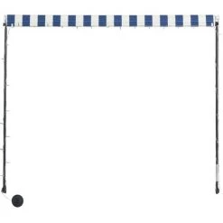 LANGRAY Auvent Rétractable Avec LED 250x150 Cm Bleu Et Blanc Maison & Jardin -Tente de réception Soldes 53828760 4