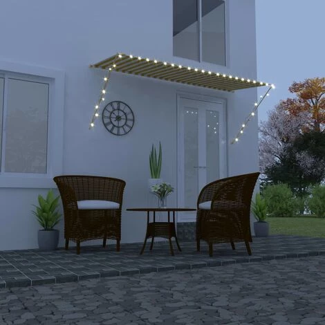 LANGRAY Auvent Rétractable Avec LED 300x150 Cm Jaune Et Blanc Maison & Jardin 3 LANGRAY Auvent Rétractable Avec LED 300x150 Cm Jaune Et Blanc Maison & Jardin