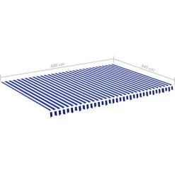 LANGRAY Tissu De Remplacement Pour Auvent Bleu Et Blanc 5x3,5 M Maison & Jardin -Tente de réception Soldes 53828802 4
